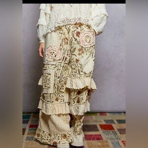 POL Floral Patchwork Ruffle Pants